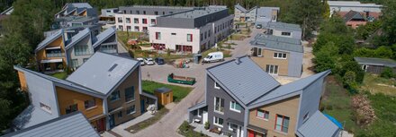 Das "Quartier am Wald" in Worpswede Das "Quartier am Wald" in Worpswede aus der Luft