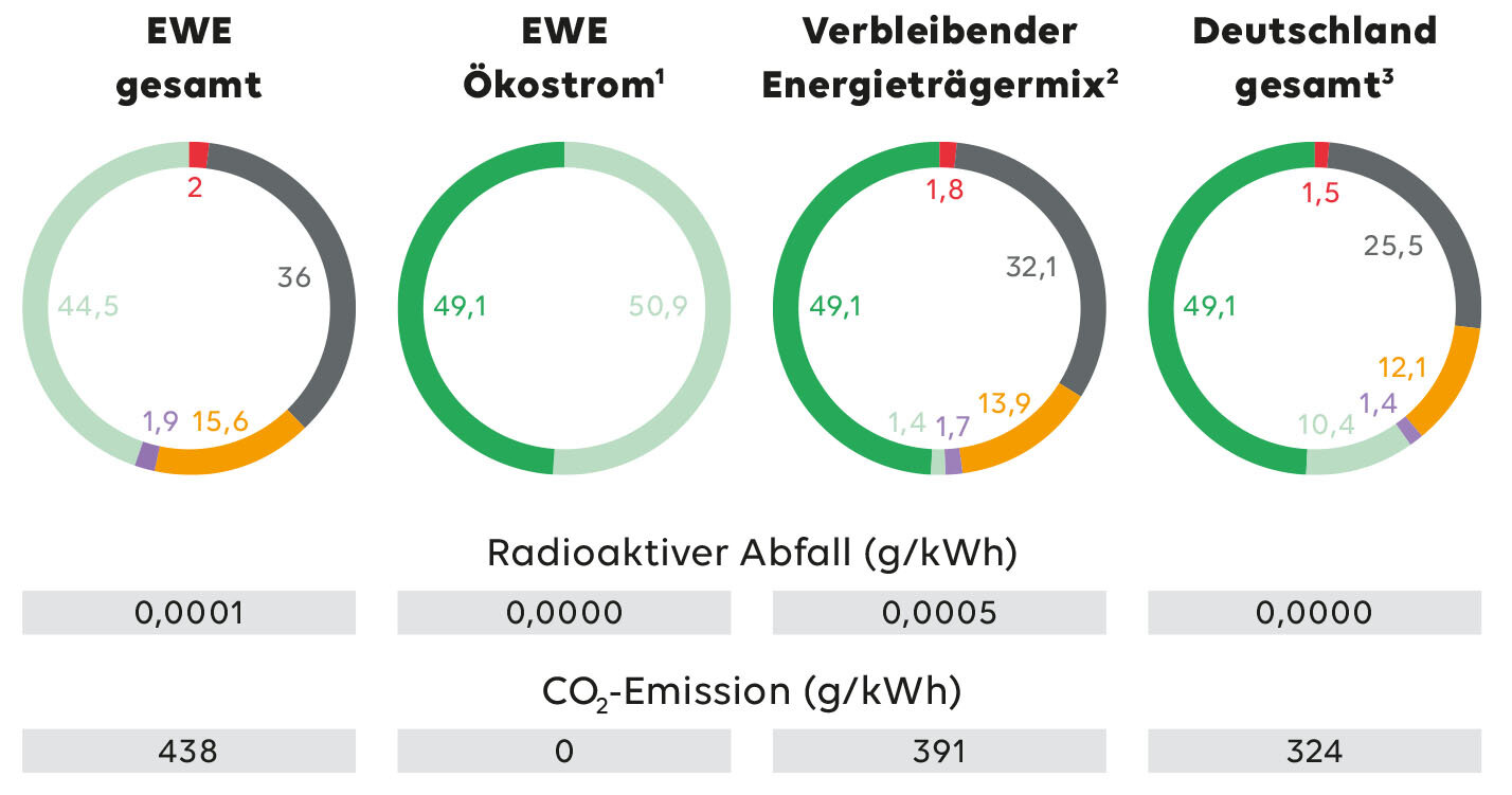 Diagramme zur EWE Stromkennzeichnung