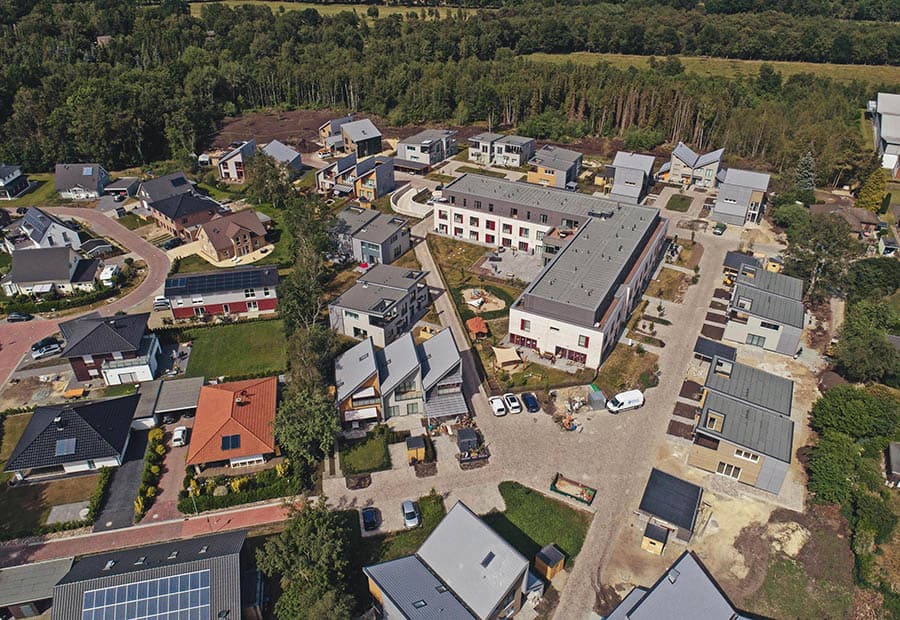 Das Wohnquartier Triangel Worpswede aus der Luft