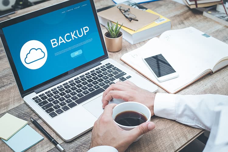 Ein Bildschirm, auf dem ein Cloud-Backup angezeigt wird
