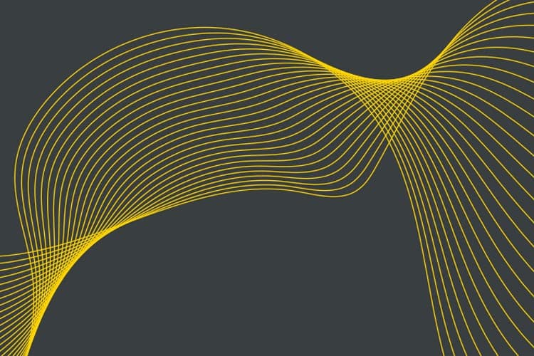 Gelbe Wellenlinien auf grauem Hintergrund