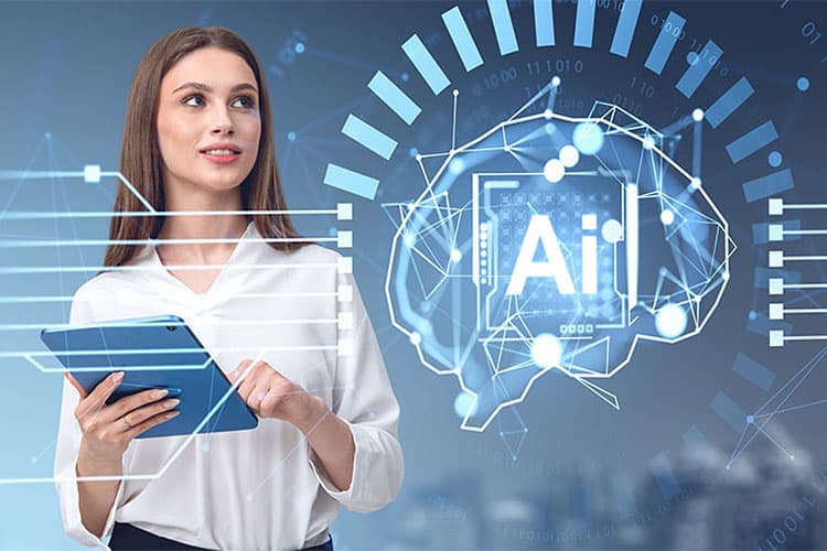 Frau mit Tablet in der Hand