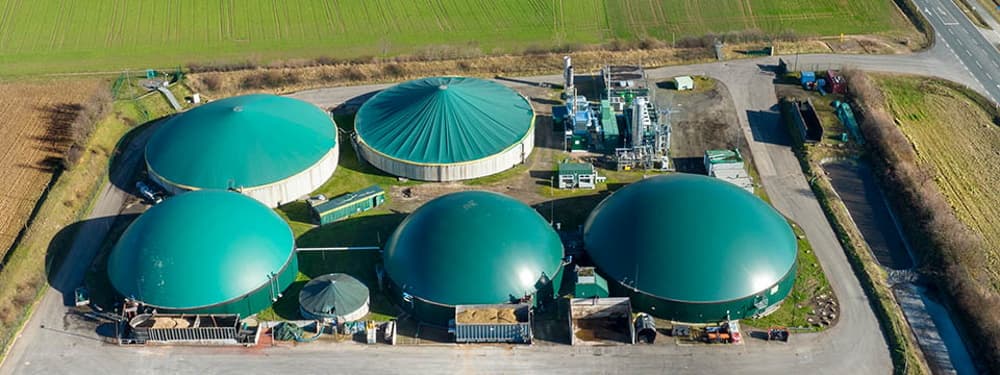 Eine Biogasanlage aus der Vogelperspektive