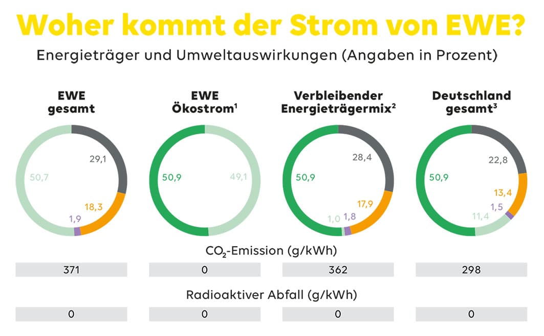 Grafik zur Zusammensetzung des Stroms von EWE