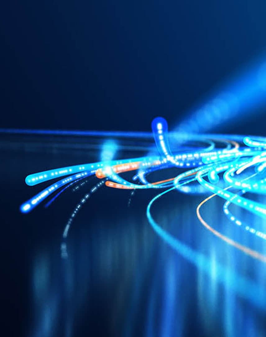 Stilisierte leuchtende Glasfaserleitungen
