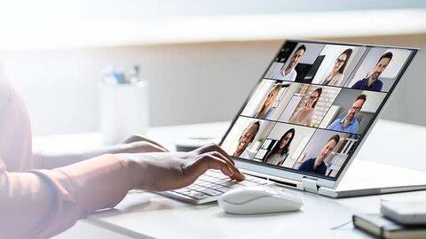 Gute Gründe für Glasfaser von EWE Videokonferenz auf Laptop