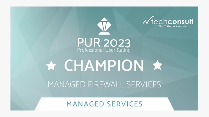 Siegel der Firma techconsult: EWE ist Managed Firewall Services Champion
