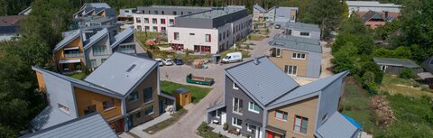 Das "Quartier am Wald" in Worpswede Das "Quartier am Wald" in Worpswede aus der Luft