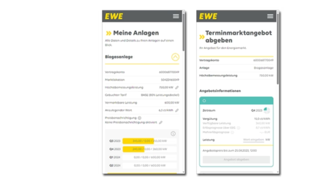 Ansicht EWE Terminmarktportal Ansicht EWE Terminmarktportal